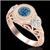 Image 1 : 1.06 ctw Fancy Intense Blue Diamond Art Deco Ring 18k Rose Gold - REF-154K5Y