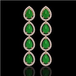 6.20 ctw Jade & Diamond Micro Pave Halo Earrings 10k Rose Gold - REF-158M2G