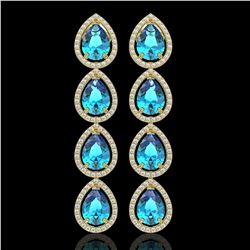 10.8 ctw Swiss Topaz & Diamond Micro Pave Halo Earrings 10k Yellow Gold - REF-172K8Y