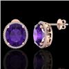 Image 2 : 20 ctw Amethyst & Micro VS/SI Diamond Pave Earrings 14k Rose Gold - REF-109F3M