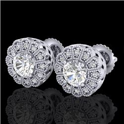 1.32 ctw VS/SI Diamond Solitaire Art Deco Stud Earrings 18k White Gold - REF-245X5A