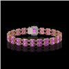 Image 3 : 13.83 ctw Amethyst & Diamond Bracelet 14K Rose Gold - REF-236F4M