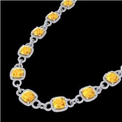66 ctw Citrine & Micro VS/SI Diamond Eternity Necklace 14k White Gold - REF-881M8G