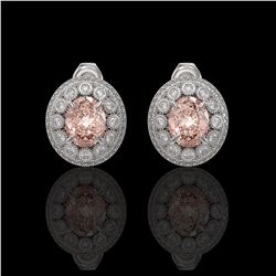7.44 ctw Morganite & Diamond Victorian Earrings 14K White Gold - REF-288W5H