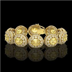 40.37 ctw Canary Citrine & Diamond Victorian Bracelet 14K Yellow Gold - REF-1186F4M