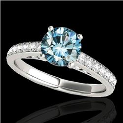 1.5 ctw SI Certified Fancy Blue Diamond Solitaire Ring 10k White Gold - REF-150K2Y