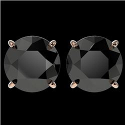 4 ctw Fancy Black Diamond Solitaire Stud Earrings 10k Rose Gold - REF-68N8F