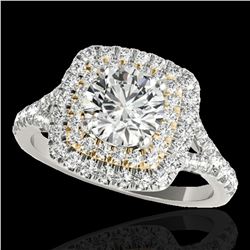 1.6 ctw Certified Diamond Solitaire Halo Ring 10k 2Tone Gold - REF-204X5A