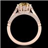 Image 3 : 2.2 ctw Intense Fancy Yellow Diamond Art Deco Ring 18k Rose Gold - REF-490A9N