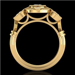1.51 ctw VS/SI Diamond Solitaire Art Deco 3 Stone Ring 18k Yellow Gold - REF-300A2N