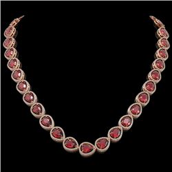 41.6 ctw Tourmaline & Diamond Micro Pave Halo Necklace 10k Rose Gold - REF-1072X8A