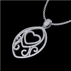 1.75 ctw Micro Pave VS/SI Diamond Heart Necklace 18k White Gold - REF-180N2F