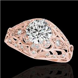 1.36 ctw Certified Diamond Solitaire Antique Ring 10k Rose Gold - REF-197F8M