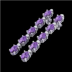 15.47 ctw Amethyst & VS/SI Certified Diamond Tennis Earrings 10k White Gold - REF-75M6G
