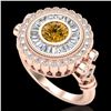 Image 1 : 2.03 ctw Intense Fancy Yellow Diamond Art Deco Ring 18k Rose Gold - REF-245H5R