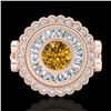 Image 2 : 2.03 ctw Intense Fancy Yellow Diamond Art Deco Ring 18k Rose Gold - REF-245H5R