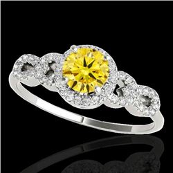 1.33 ctw Certified SI/I Fancy Intense Yellow Diamond Ring 10k White Gold - REF-190M9G