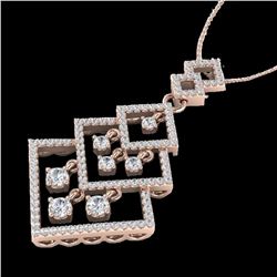 1.50 ctw Micro Pave VS/SI Diamond Necklace Dangling 14k Rose Gold - REF-168G2W