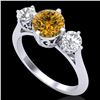 Image 1 : 1.51 ctw Intense Fancy Yellow Diamond Art Deco Ring 18k White Gold - REF-236H4R
