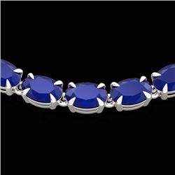 40 ctw Sapphire Eternity Tennis Necklace 14k White Gold - REF-218A2N