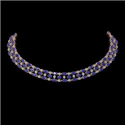 43.07 ctw Sapphire & Diamond Necklace 10K Rose Gold - REF-527X3A