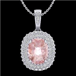2.75 ctw Morganite & Micro Pave VS/SI Diamond Necklace 18k White Gold - REF-107X3A