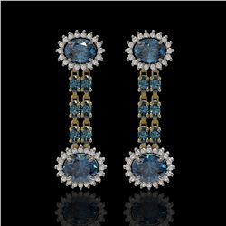 9.85 ctw London Topaz & Diamond Earrings 14K Yellow Gold - REF-148H9R