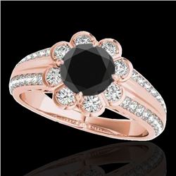2.05 2.05 ctw Certified VS Black Diamond Halo Ring 10k Rose Gold - REF-68K2Y