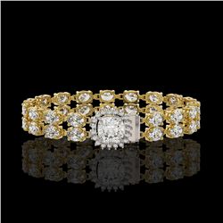 13.82 ctw Cushion Cut & Oval Diamond Bracelet 18K Yellow Gold - REF-1648Y8X