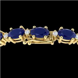 30.8 ctw Sapphire & VS/SI Diamond Eternity Bracelet 10k Yellow Gold - REF-245Y5X