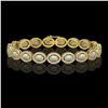 Image 1 : 9.5 ctw Opal & Diamond Micro Pave Halo Bracelet 10k Yellow Gold - REF-251A8N