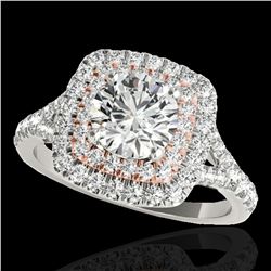 1.6 ctw Certified Diamond Solitaire Halo Ring 10k 2Tone Gold - REF-204K5Y