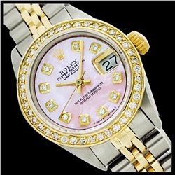 Rolex Ladies Two Tone 14K Gold/SS, Diamond Dial, Diamond Bezel, Sapphire Crystal
