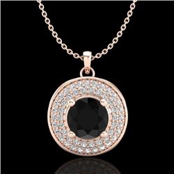 1.25 ctw Fancy Black Diamond Art Deco Stud Necklace 18k Rose Gold - REF-83H6R