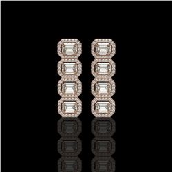 5.33 ctw Emerald Cut Diamond Micro Pave Earrings 18K Rose Gold - REF-844F2M