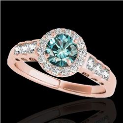 1.55 ctw SI Certified Fancy Blue Diamond Halo Ring 10k Rose Gold - REF-150M2G
