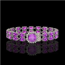 14.31 ctw Amethyst & Diamond Bracelet 14K White Gold - REF-178N2F