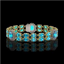 19.3 ctw Swiss Topaz & Diamond Bracelet 14K Yellow Gold - REF-254F5M