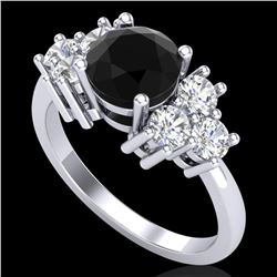 1.51 ctw Fancy Black Diamond Engagment Art Deco Ring 18k White Gold - REF-127R3K