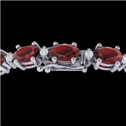 25.8 ctw Garnet & VS/SI Certified Diamond Eternity Bracelet 10k White Gold - REF-119K3Y
