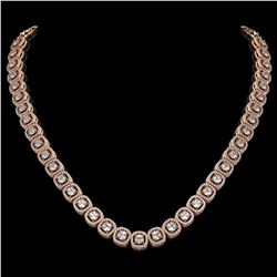 20.73 ctw Cushion Cut Diamond Micro Pave Necklace 18K Rose Gold - REF-1807G9W