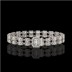 13.04 ctw Emerald Cut & Oval Diamond Bracelet 18K White Gold - REF-1261F9M