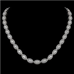 24.42 ctw Marquise Cut Diamond Micro Pave Necklace 18K White Gold - REF-3359Y5X