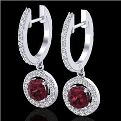 1.75 ctw Garnet & Micro VS/SI Diamond Certified Earrings 18k White Gold - REF-82G8W
