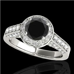 2.56 ctw Certified VS Black Diamond Solitaire Halo Ring 10k White Gold - REF-90Y2X
