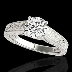 1.5 ctw Certified Diamond Solitaire Antique Ring 10k White Gold - REF-327M3G