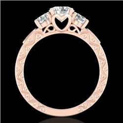 1.41 ctw VS/SI Diamond Solitaire Art Deco 3 Stone Ring 18k Rose Gold - REF-263Y6X