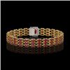 Image 3 : 28.74 ctw Ruby & Diamond Bracelet 14K Yellow Gold - REF-318R2K