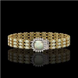 24.2 ctw Opal & Diamond Bracelet 14K Yellow Gold - REF-342R9K