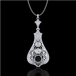 1.75 ctw Fancy Black Diamond Art Deco Stud Necklace 18k White Gold - REF-172F8M